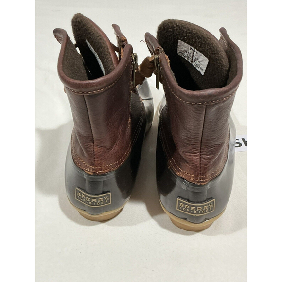 Womans Sperry Top Spider Wo,s 7m black Brown Ankle Rain boots Lace Up Side Zip - Picture 5 of 9